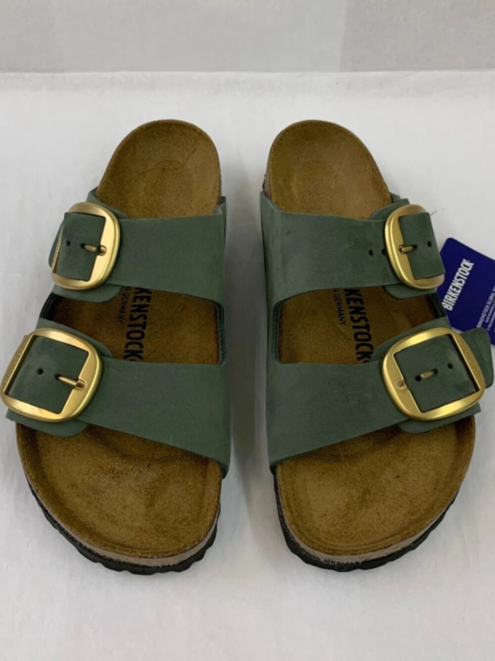 Birkenstock Arizona Big Buckle Thyme Nubuck Leather Narrow Width Sandals